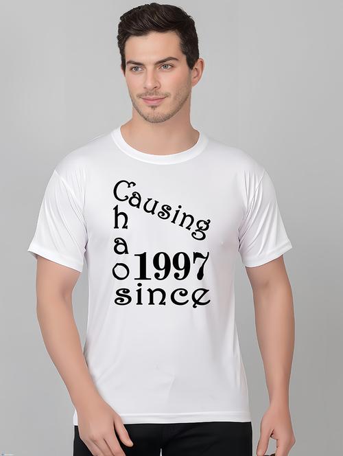 white polyester chest print tshirt - 21207754 - Very Small Image - 1