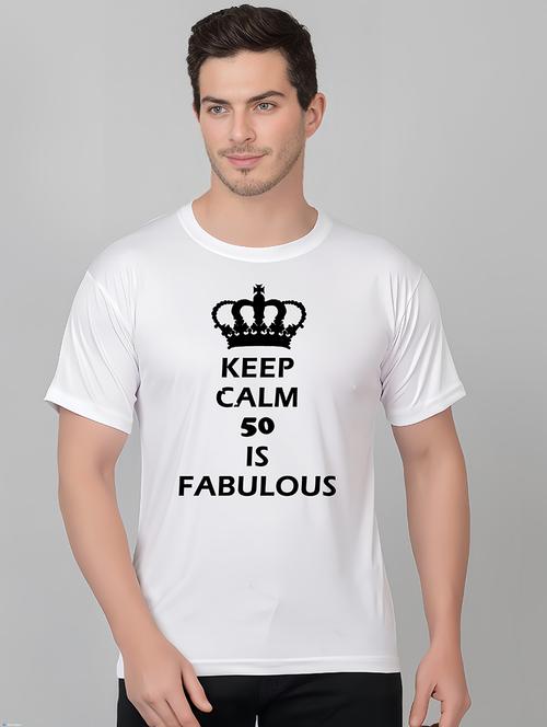 white polyester chest print tshirt - 21209024 - Very Small Image - 1