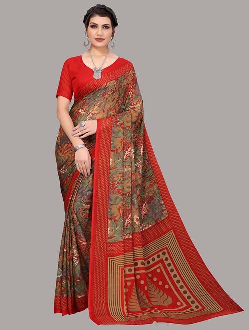 women froral printed georgette saree - 21220129 - Very Small Image - 1