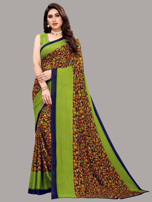 women froral printed georgette saree - 21220155 - Very Small Image - 1