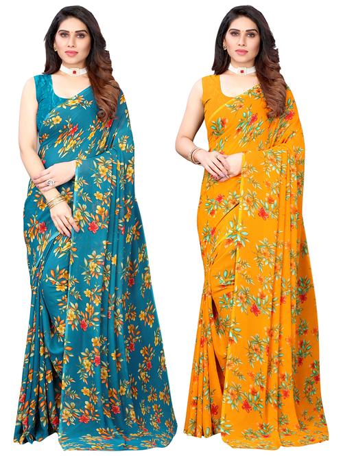 pack of 2 multi colored combo saree - 21220296 - Very Small Image - 1