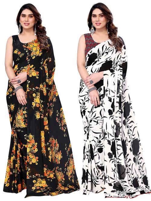 pack of 2 printed combo sarees - 21220304 - Very Small Image - 1