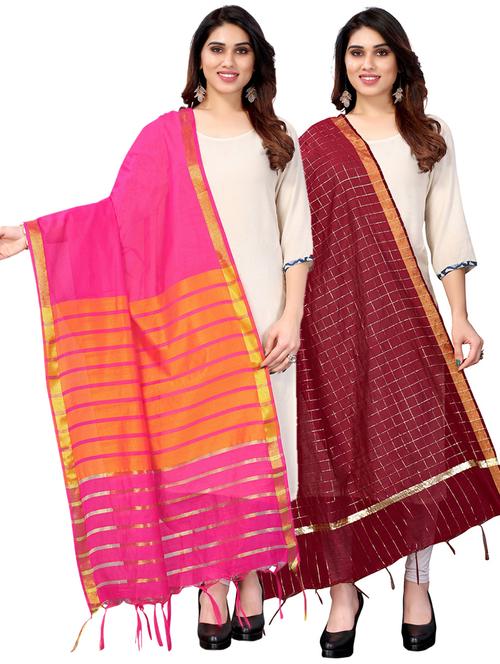 pack of 2 self design dupattas - 21220681 - Very Small Image - 1