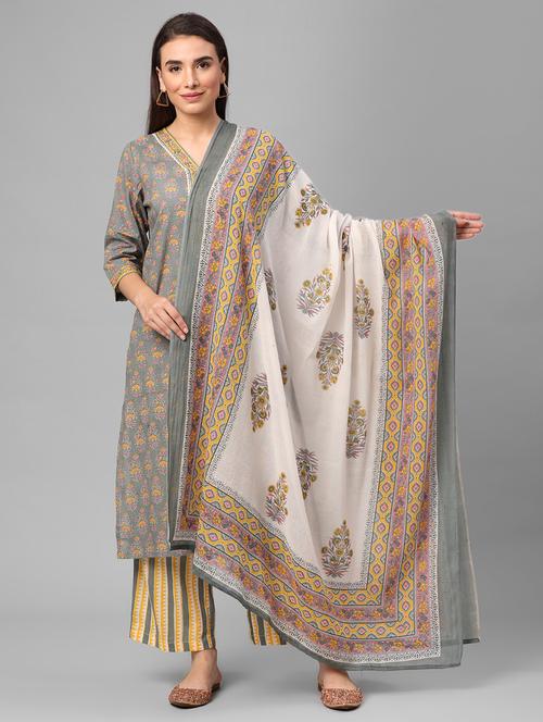 women floral v neck kurta pant set with dupatta - 21221494 - Very Small Image - 1