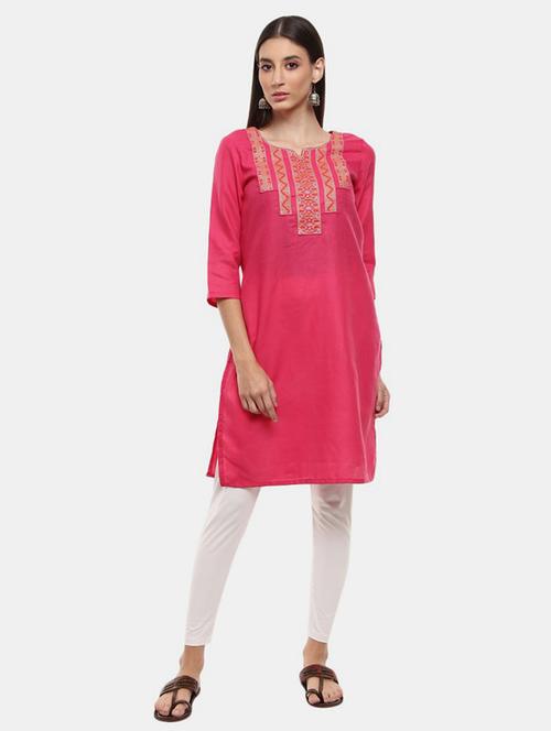 women three quarter sleeve straight kurti - 21221835 - Very Small Image - 1