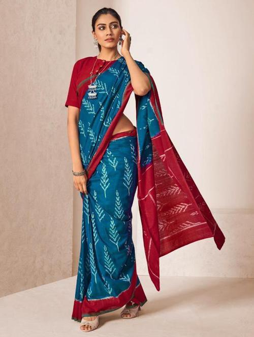 women printed saree with blouse - 21221921 - Very Small Image - 1