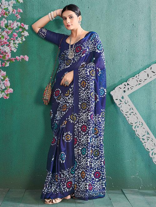 women printed handloom saree with blouse - 21221972 - Very Small Image - 1
