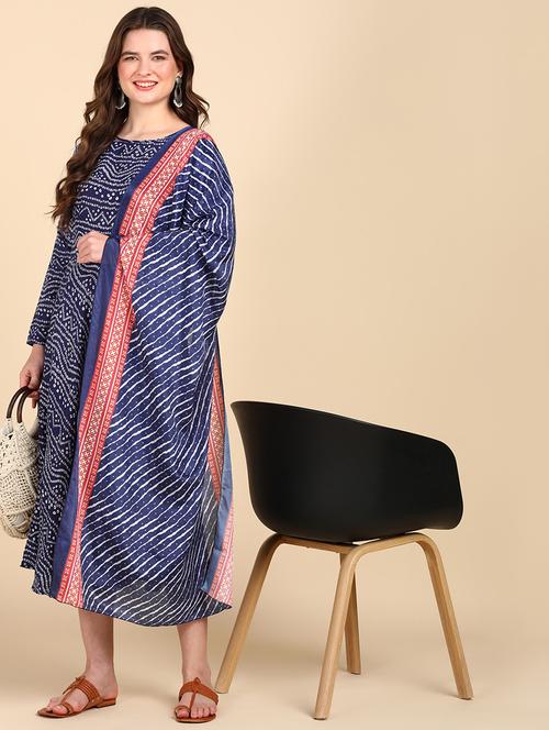 women round neck kurta dupatta set - 21221980 - Very Small Image - 1