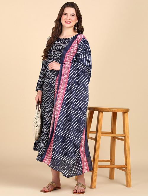 women round neck kurta dupatta set - 21221983 - Very Small Image - 1