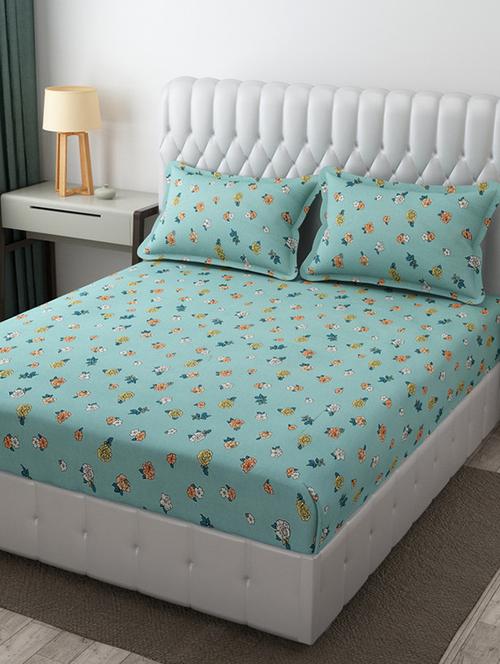 elastic fitted king size bedsheet with two pillow covers - 21222551 - Very Small Image - 1