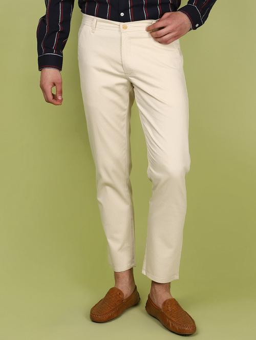 cream cotton casual chinos trouser - 21223553 - Very Small Image - 1