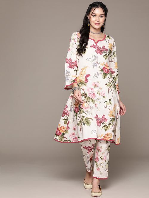 off white kurta palazzo set - 21225100 - Very Small Image - 1