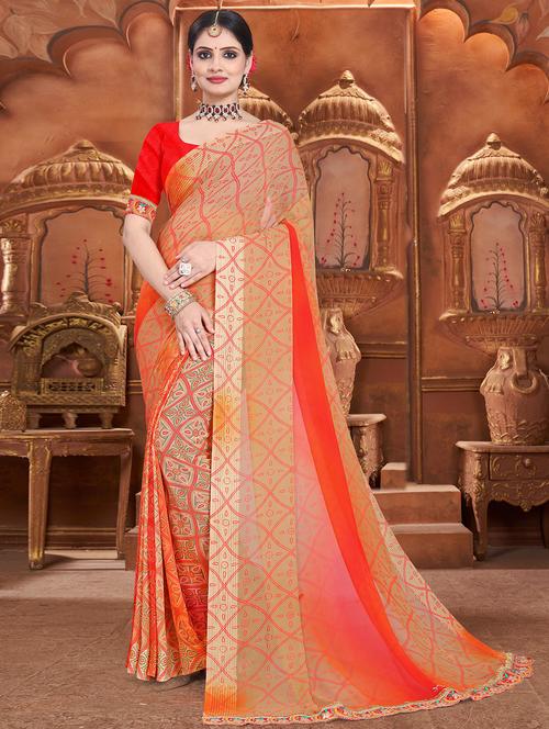 women beige printed saree - 21225875 - Very Small Image - 1