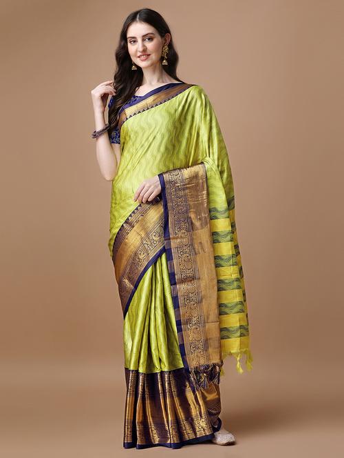 women self design zari bordered saree - 21226216 - Very Small Image - 1