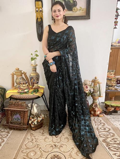 women sequin saree with blouse - 21226286 - Very Small Image - 1