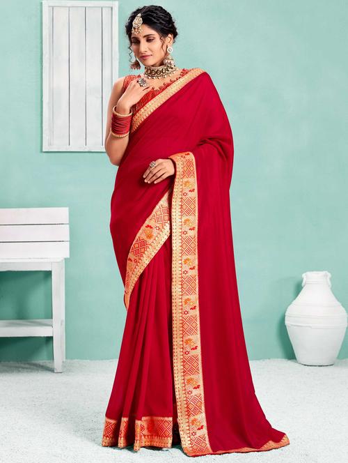 women solid zari bordered saree with blouse - 21226352 - Very Small Image - 1