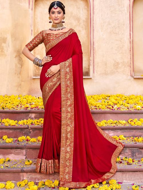 women red self-designed saree - 21226369 - Very Small Image - 1