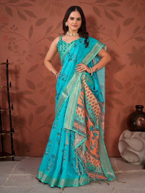women self-designed handloom saree with blouse - 21226379 - Very Small Image - 1