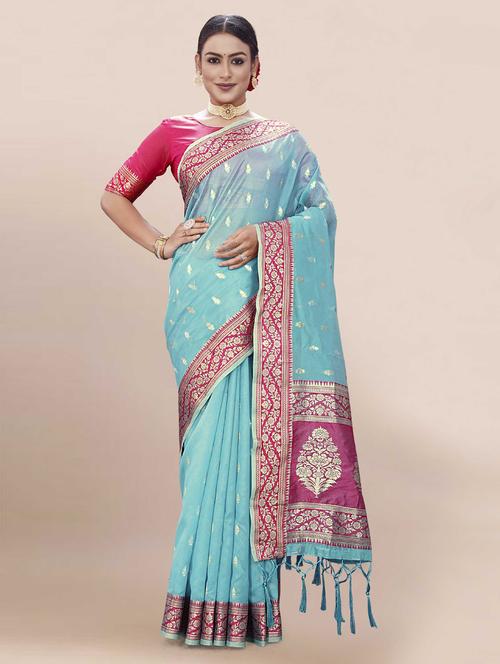 women self design bordered saree with blouse - 21226501 - Very Small Image - 1