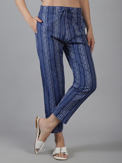 blue cotton straight tapered pant - 21226789 - Very Small Image - 1