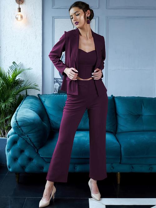 purple rayon blazer and trousers co-ord set - 21227136 - Very Small Image - 1