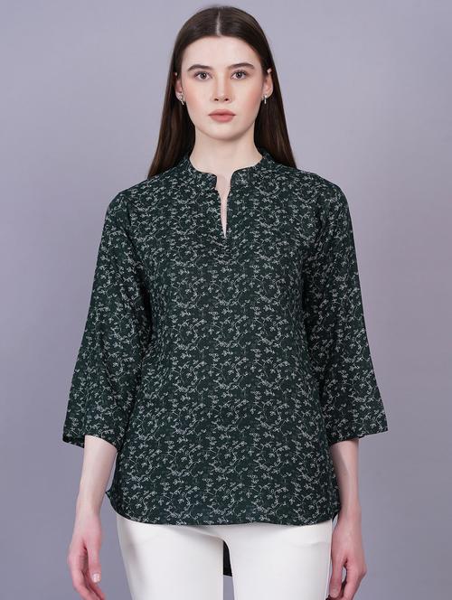 women printed three quarter sleeves kurti - 21229147 - Very Small Image - 1