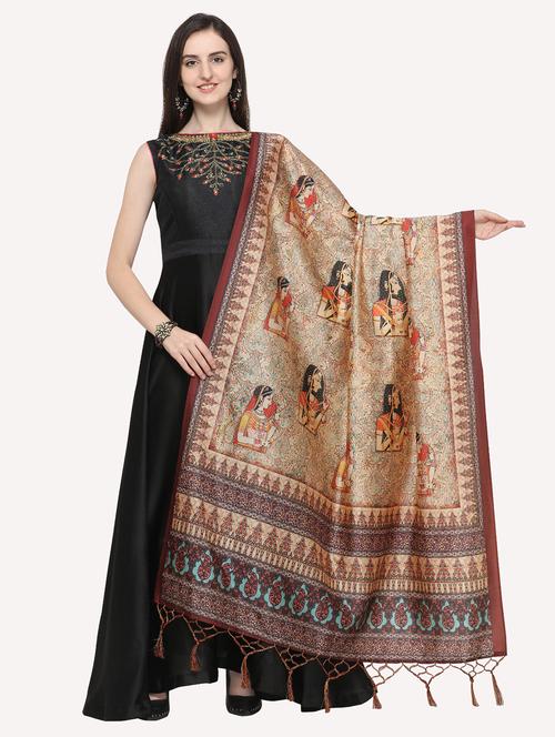 women beige printed dupatta - 21229314 - Very Small Image - 1