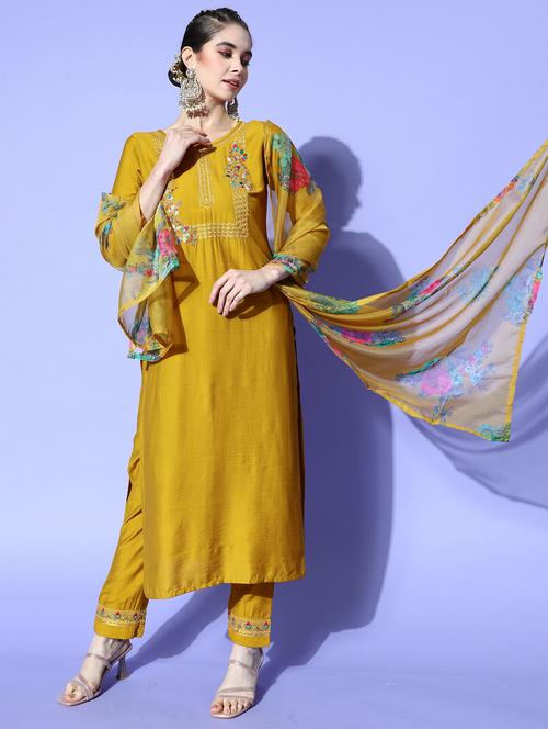 women kurta pant set with dupatta - 21230612 - Very Small Image - 1