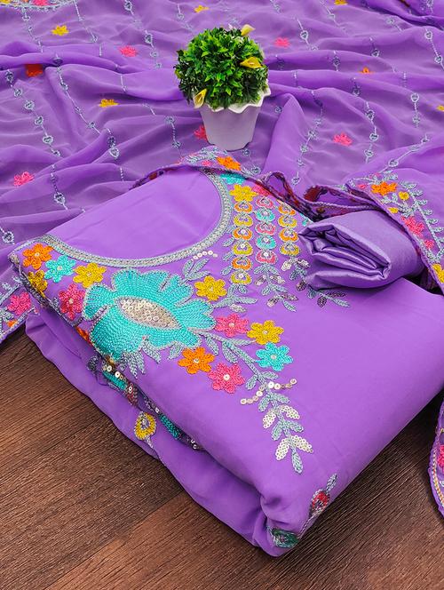 women lavender unstitched suit - 21230883 - Very Small Image - 1