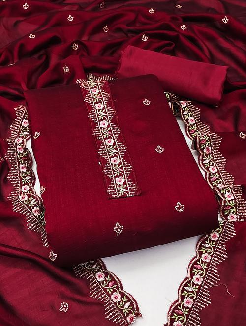women maroon unstitched suit - 21230922 - Very Small Image - 1