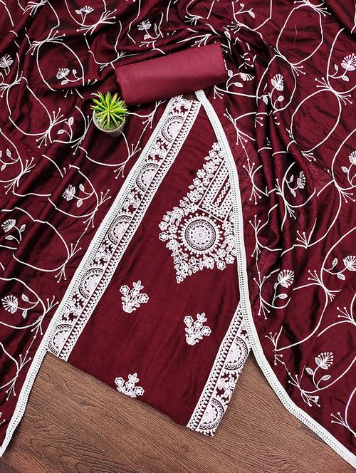 women maroon unstitched suit - 21230927 - Very Small Image - 1