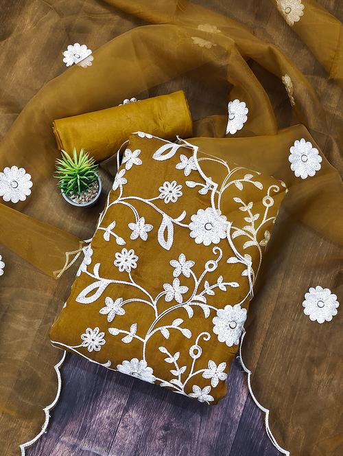 women mustard unstitched suit - 21230943 - Very Small Image - 1
