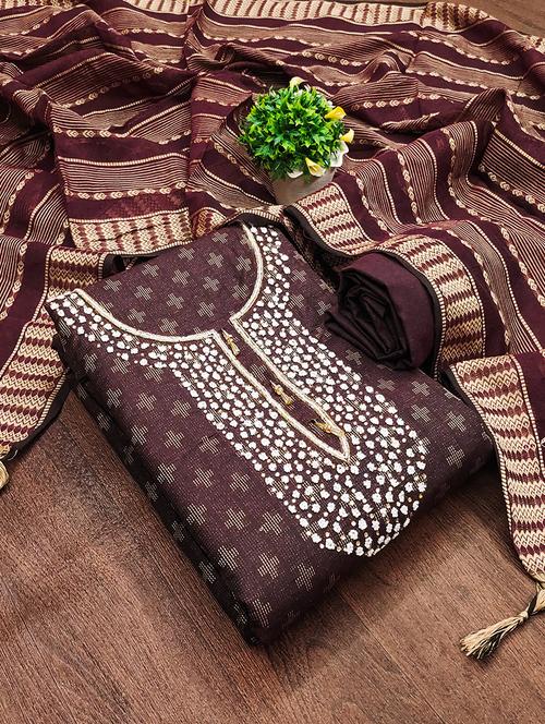 purple printed unstitched suit - 21230971 - Very Small Image - 1