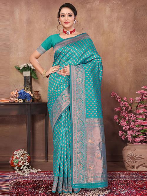 women self design banarasi saree with blouse - 21231052 - Very Small Image - 1
