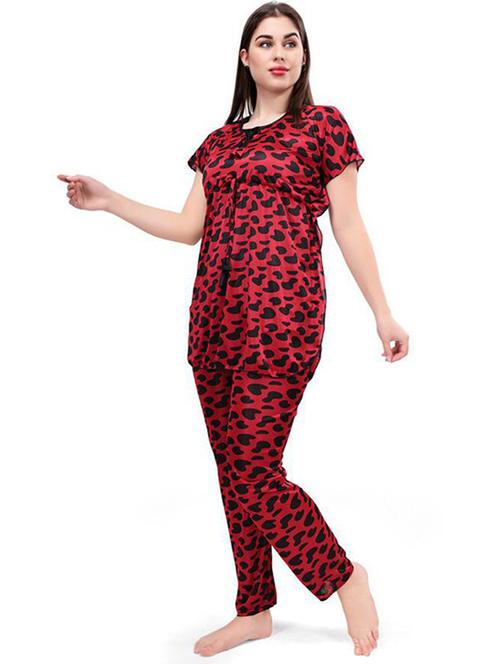 women printed satin pyjama nightwear set - 21231229 - Very Small Image - 1