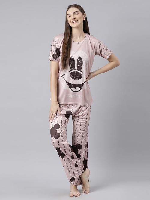 nude brown satin pyjama set - 21231237 - Very Small Image - 1