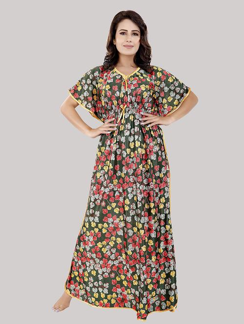 women printed satin nighty - 21231382 - Very Small Image - 1