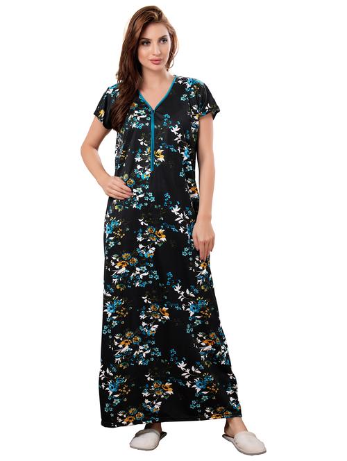 women printed cotton nighty - 21231392 - Very Small Image - 1