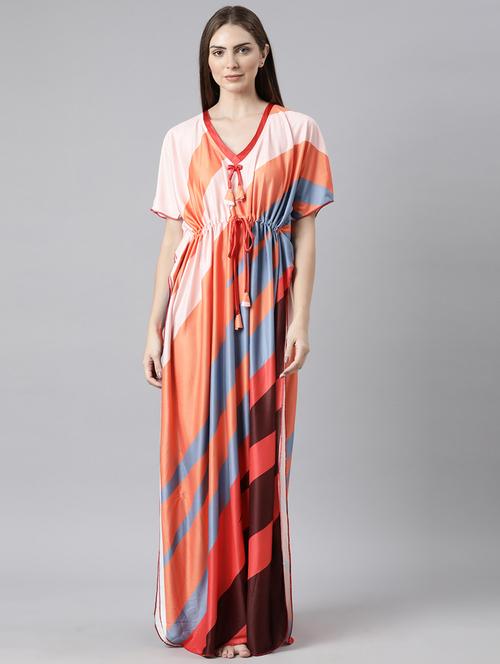 women printed satin nighty - 21231417 - Very Small Image - 1