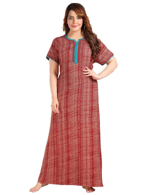 women printed cotton nighty - 21231597 - Very Small Image - 1