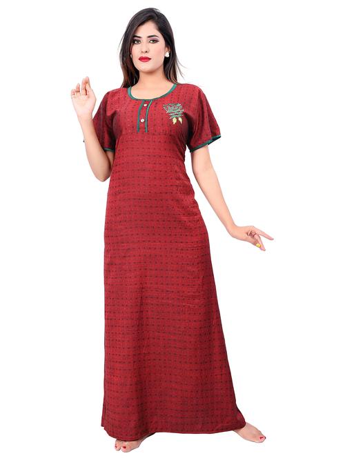 women printed cotton nighty - 21231698 - Very Small Image - 1