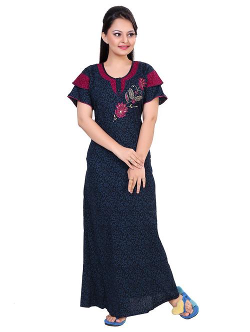 women printed cotton nighty - 21231723 - Very Small Image - 1