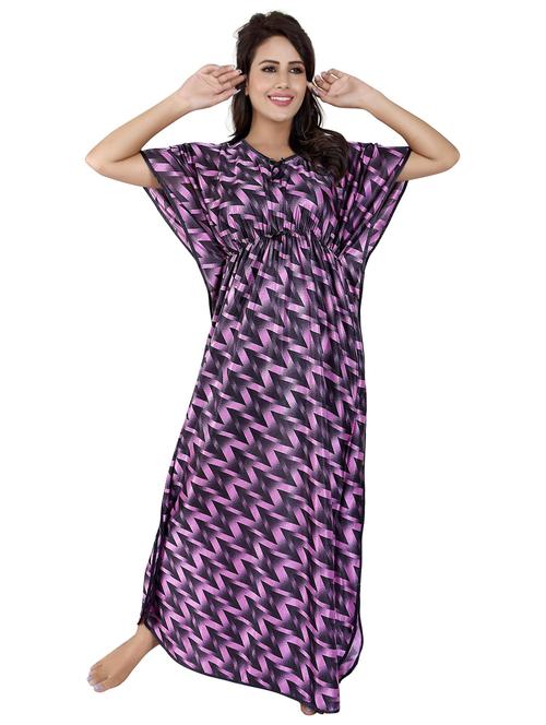 women printed satin nighty - 21231734 - Very Small Image - 1