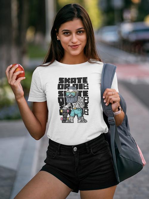women front print short sleeves t-shirt - 21231840 - Very Small Image - 1