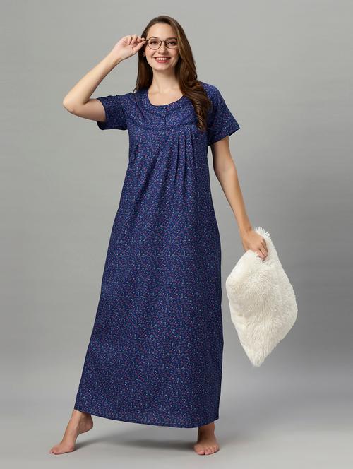 women printed round neck nighty - 21231908 - Very Small Image - 1