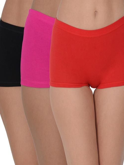 set of 3 multi colored boy shorts panty - 21234383 - Very Small Image - 1