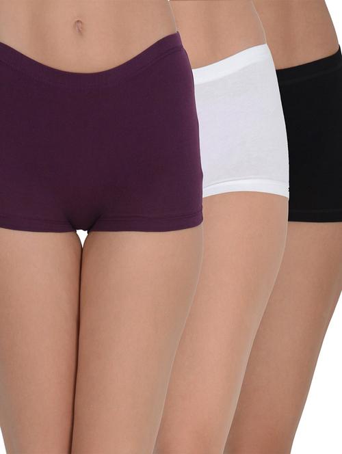 women solid pack of 3 boy shorts - 21234408 - Very Small Image - 1