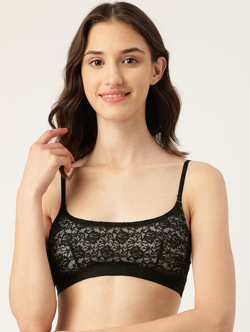 women solid lace detailed bralette - 21234577 - Very Small Image - 1