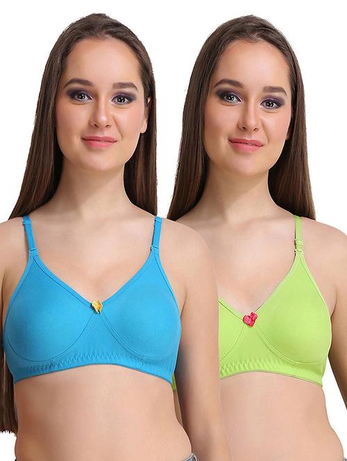 pack of 2 multi colored cotton blend t-shirt bra - 21234657 - Very Small Image - 1