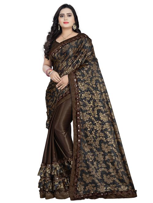 women floral printed ruffle saree - 21234960 - Very Small Image - 1